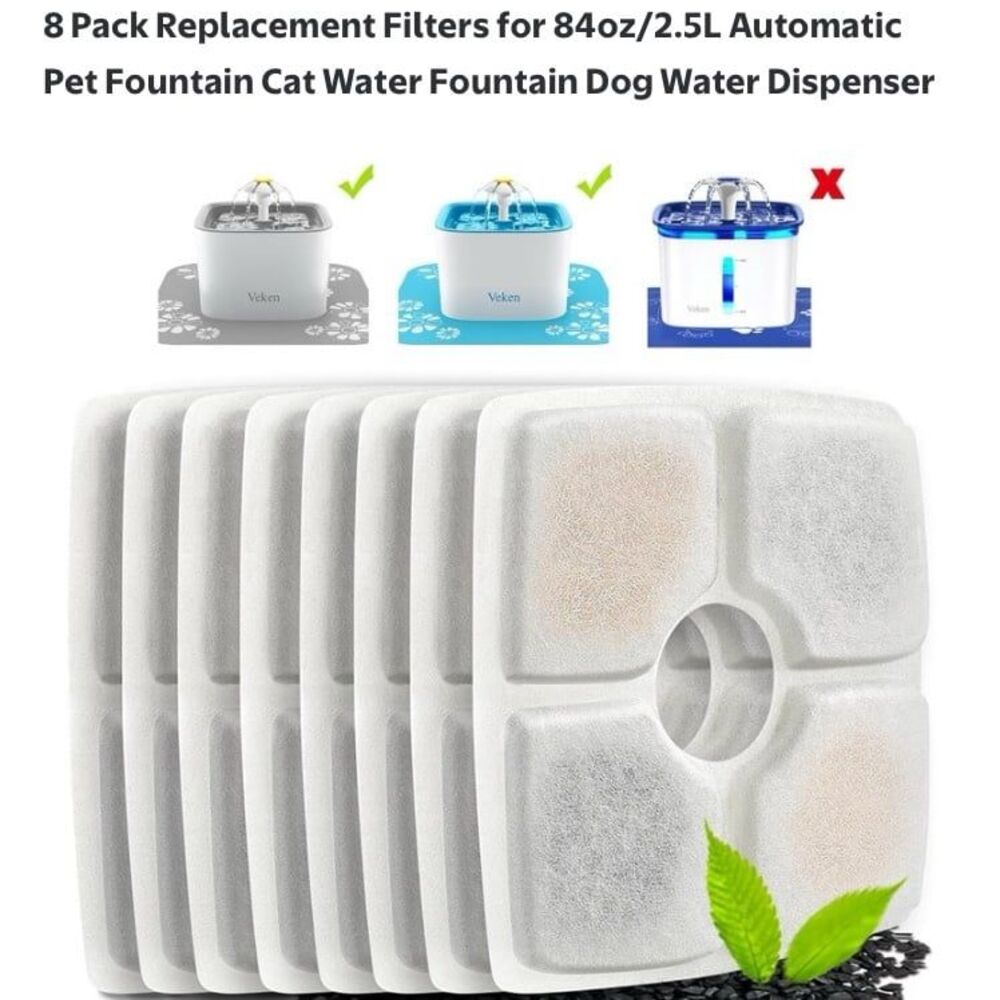 ITidyHome Cat Dog Water Fountain Replacement Filters 3-Stage Filtration Veken